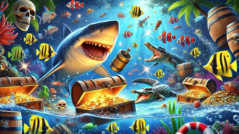 Ilustrasi dunia bawah laut untuk permainan tembak ikan 666L