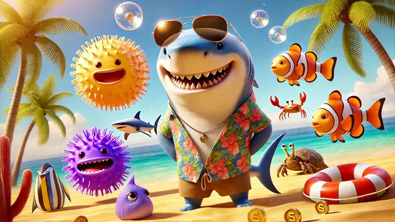 Layar permainan tembak ikan dengan sasaran bawah laut yang bergerak